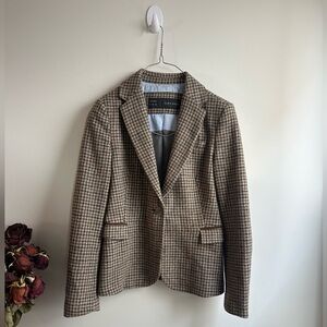 zara basic blazer for women houndstooth elbow patch brown fall blazer polo